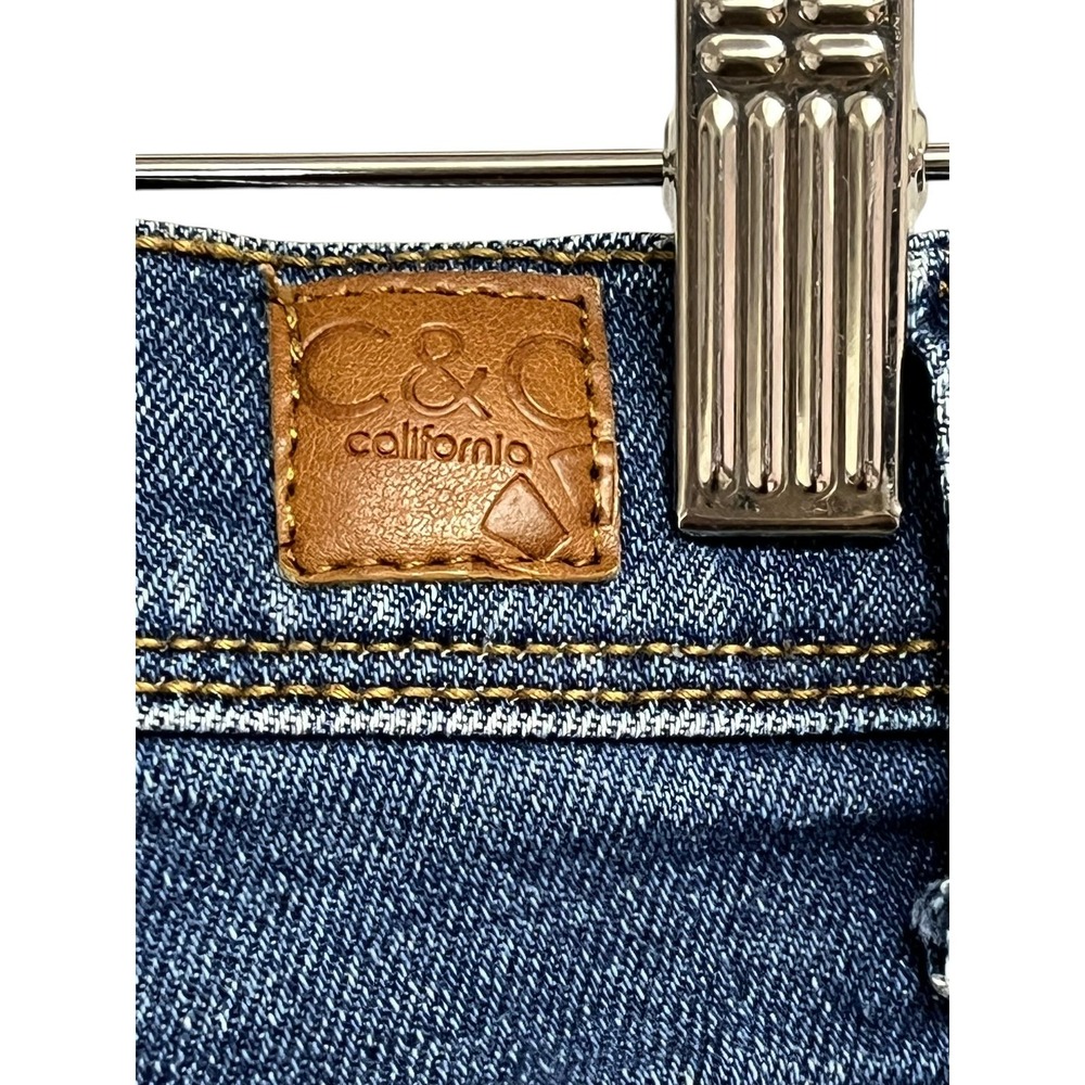 C&C California Skinny Jeans Womens 4/27 Blue Distressed High Rise Slit Edgy - Picture 7 of 10